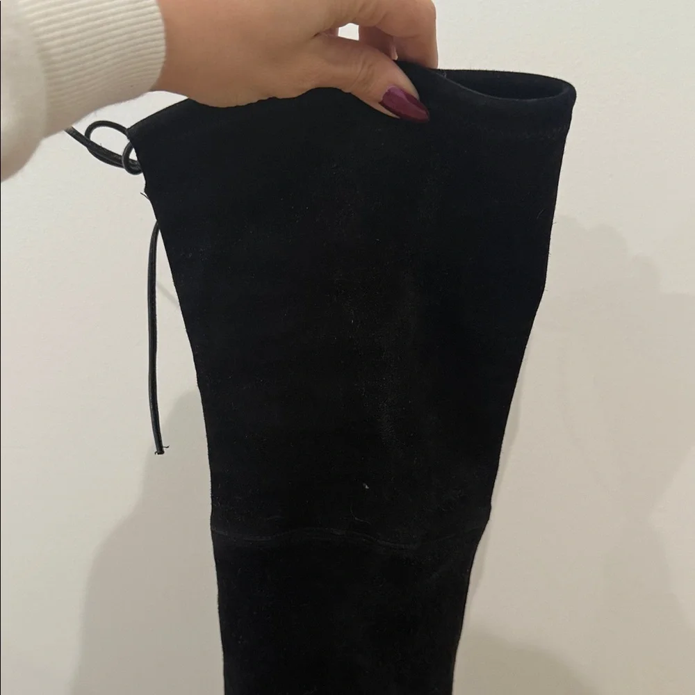 Stuart Weitzman Elegant Black Suede Highland Over-the-Knee Boots